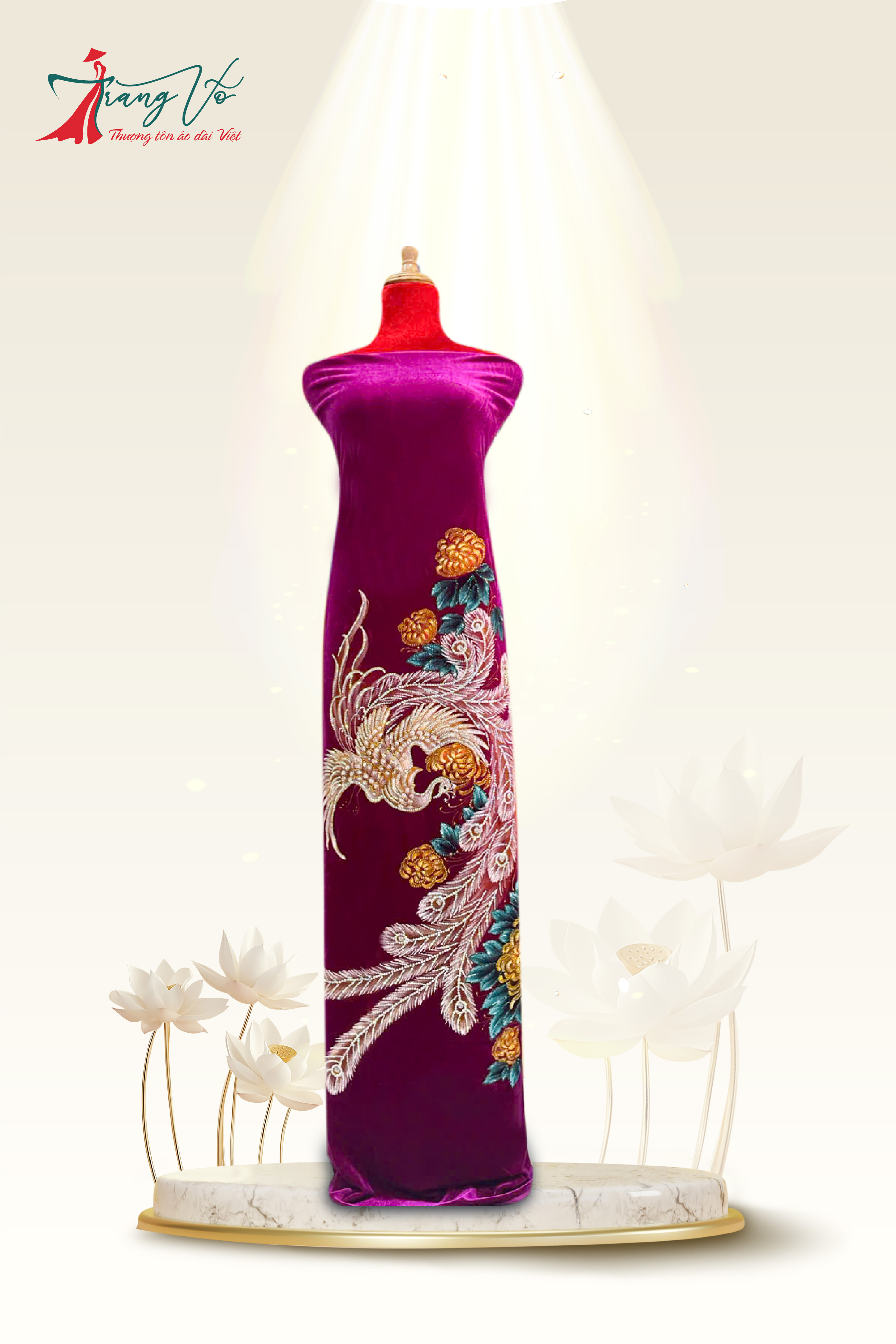 NHUNG TUYẾT THÊU KẾT PHA LÊ HỌA TIẾT CHIM CÔNG #02112401